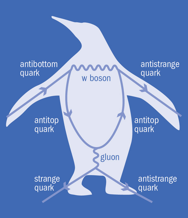 Example "penguin diagram", in which a Bs decays through a loop (image courtesy of Symmetry).